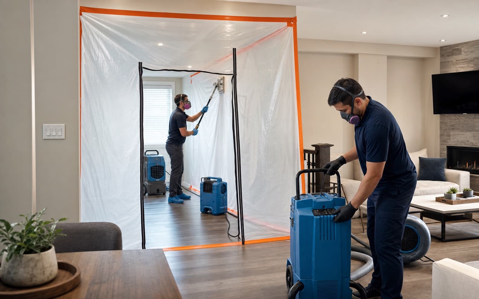 Mold remediation containment setup in a Markham home