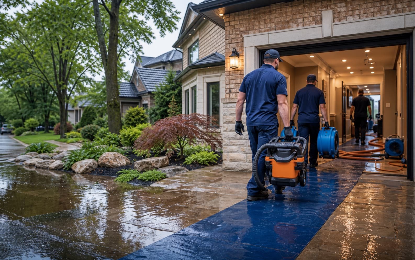Illustration of a storm water intrusion response at a house