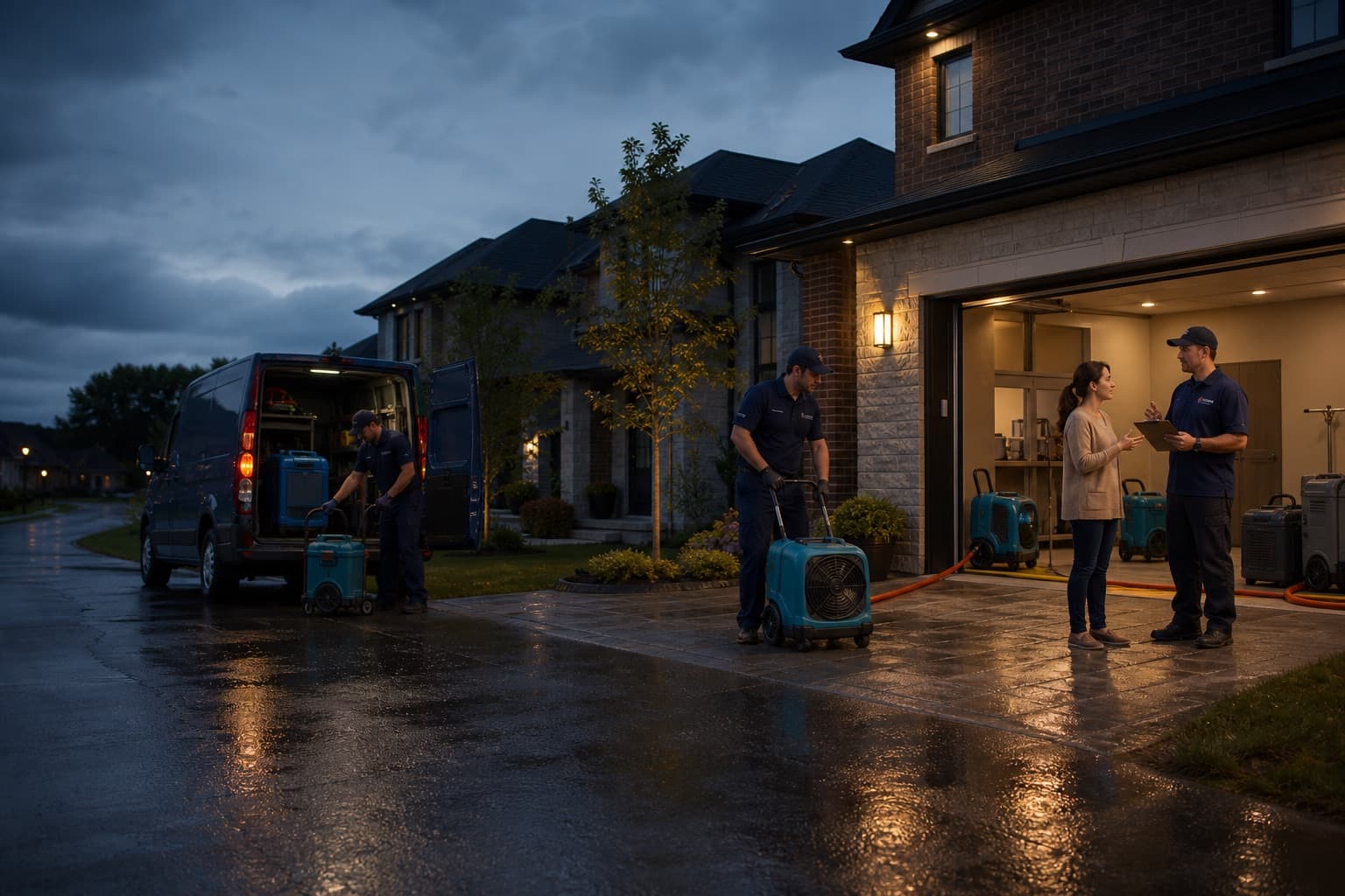 Emergency restoration crew arriving at a GTA home